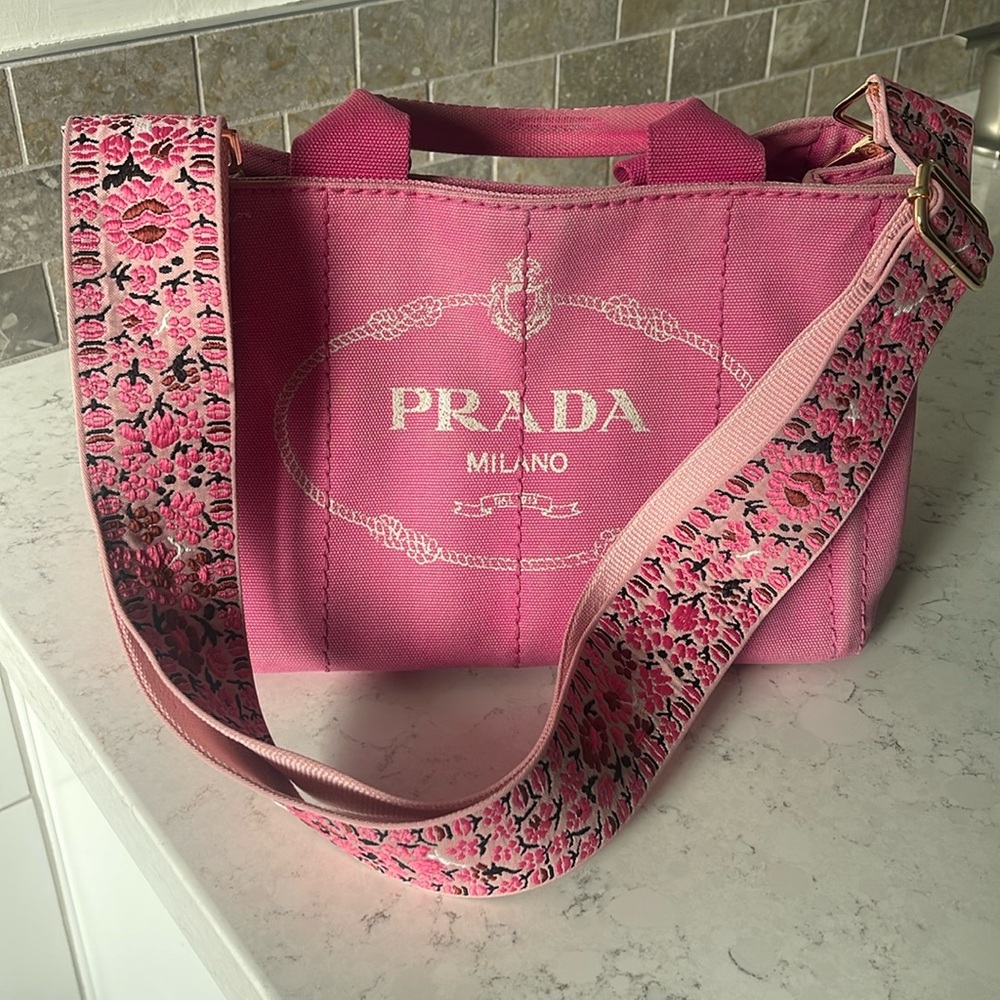 Prada Canapa Convertible Tote Canvas Mini